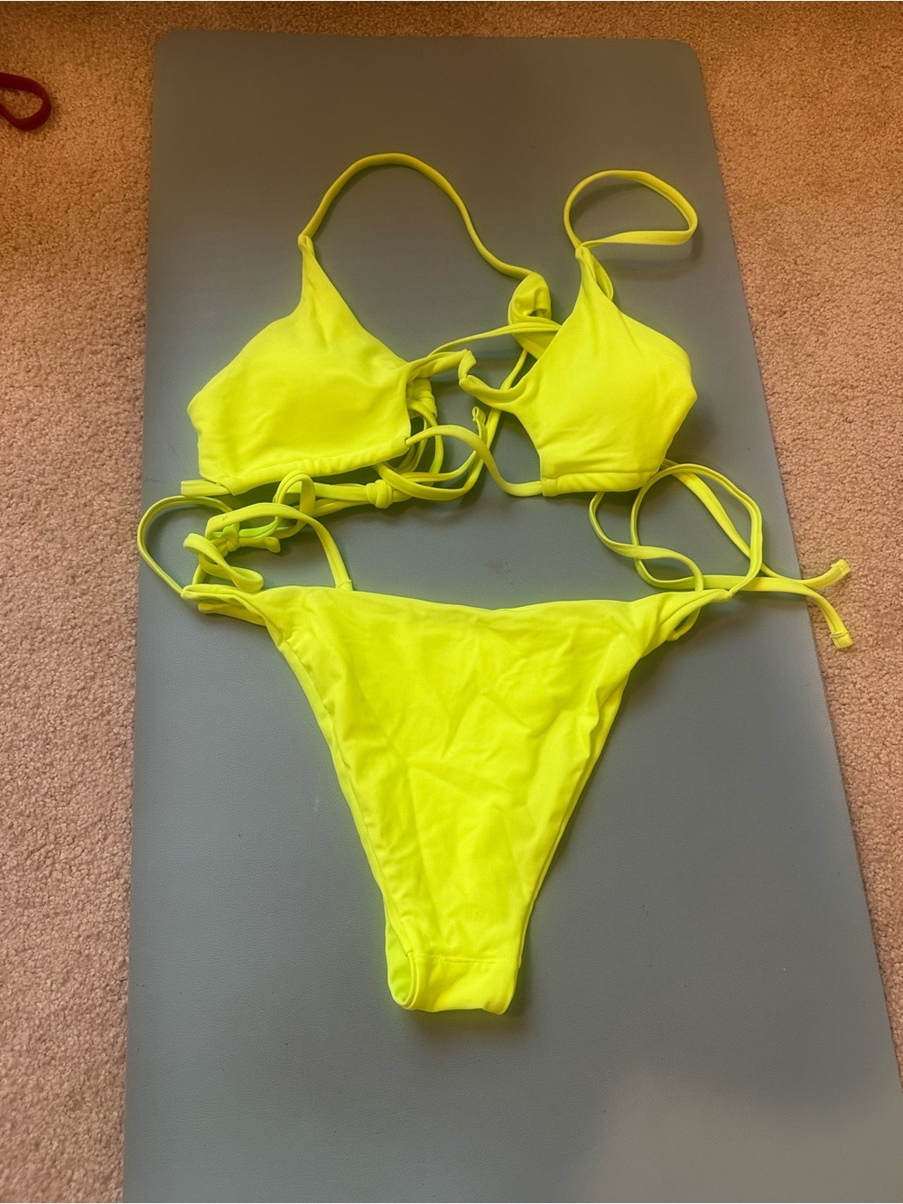 Neon Yellow String Bikini Set